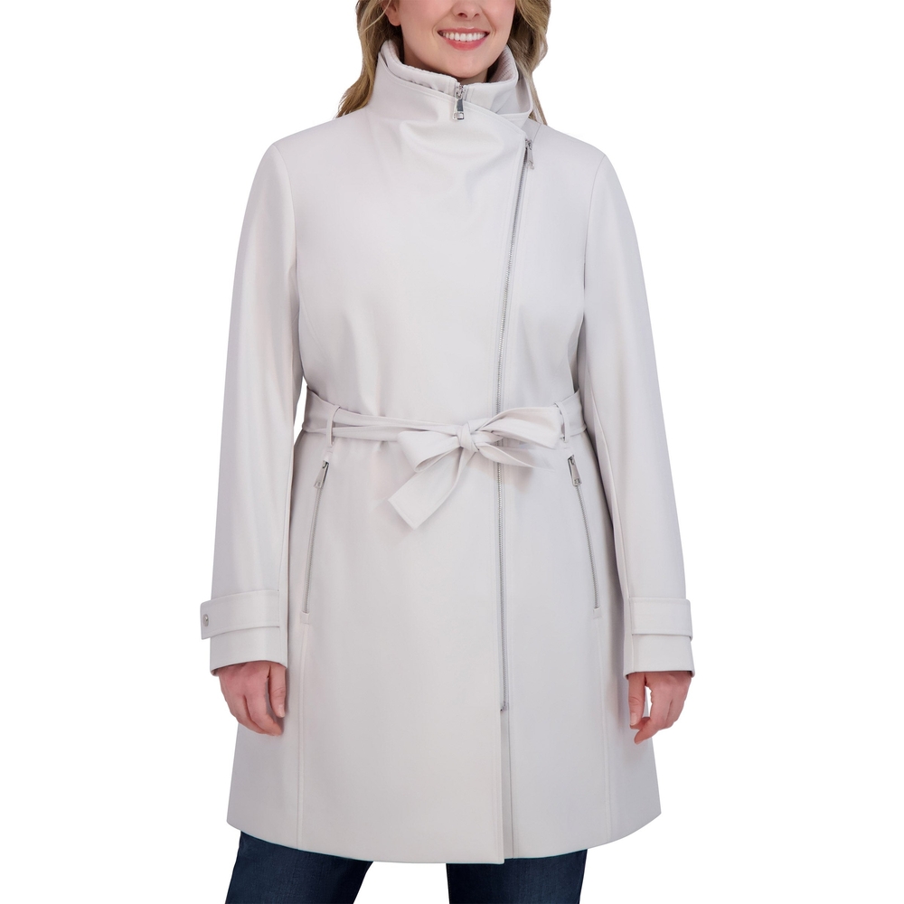Halston Heritage Cream Belted Trench Coat - Picture 4 of 5